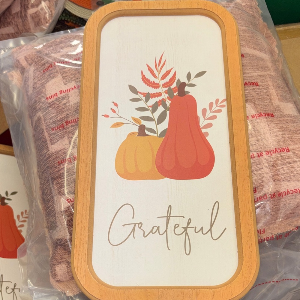 Grateful Fall Decorative Wooden Tray